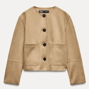 Zara Tan Faux Suede Jacket